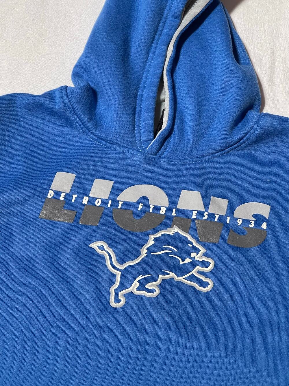 Detroit Lions NFL Team Apparel Youth 14/16 Blue Pullover Hoodie Football